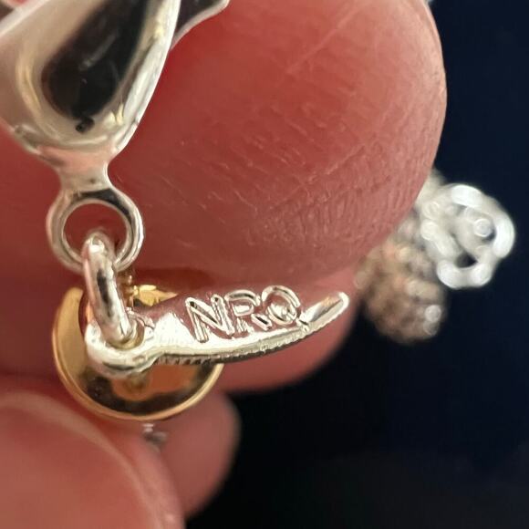 NEW Vintage 80s NRQ Lariat Silver and Gold Necklace Hoop Earrings Jewelry Set - Picture 11 of 15